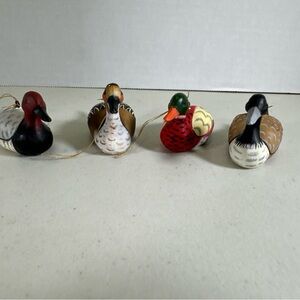 4 Vintage ENESCO Miniature Duck Decoy 3” Figurines Hand Painted Hong Kong NICE